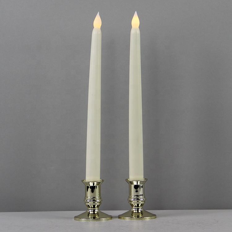 Home Decor Realistic Ivory Plastic Warm White Flickering LED Candlesticks Flameless Taper Candles