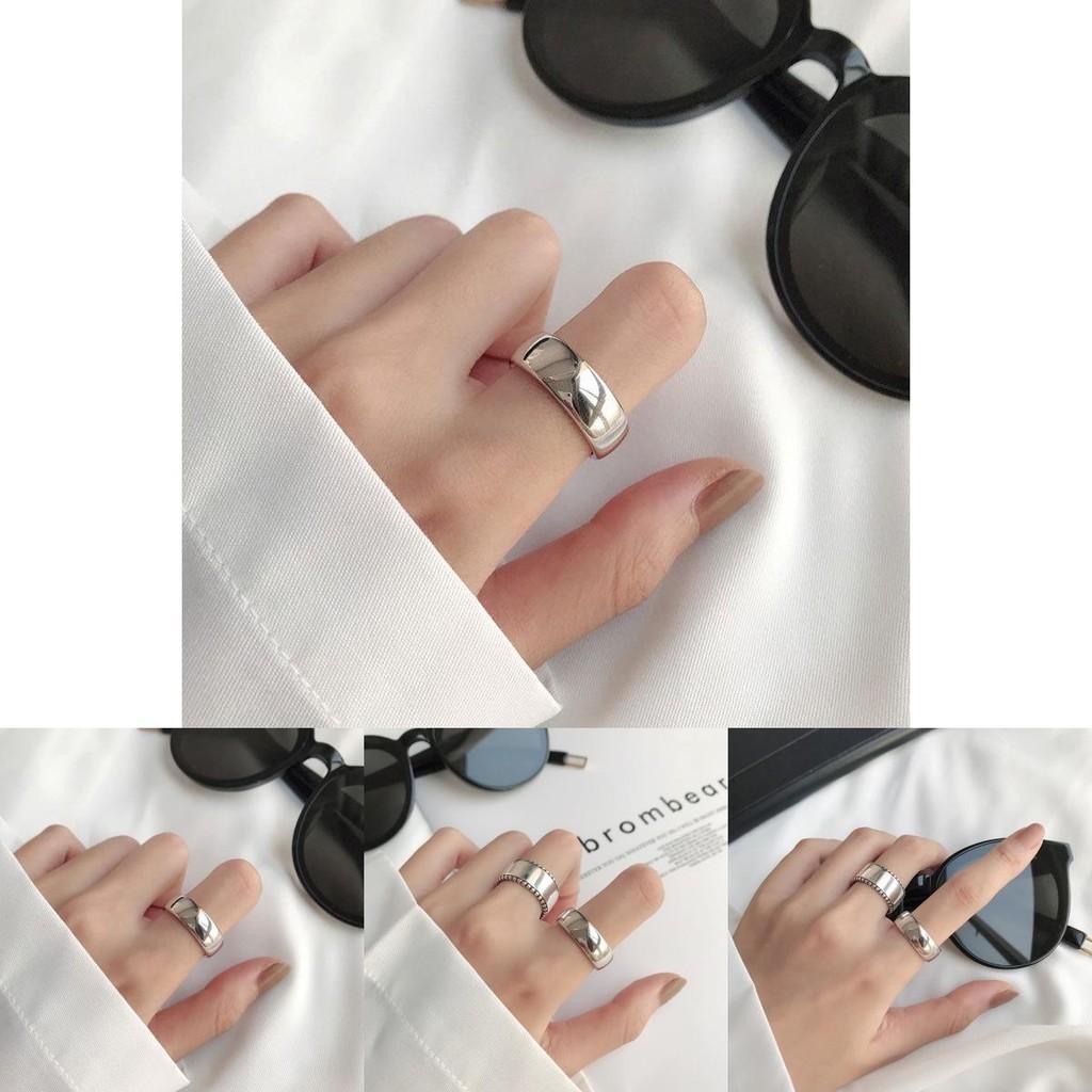 925 Sterling Silver Fashionable Geometric Open Adjustable Ring For Women Stylish Gift