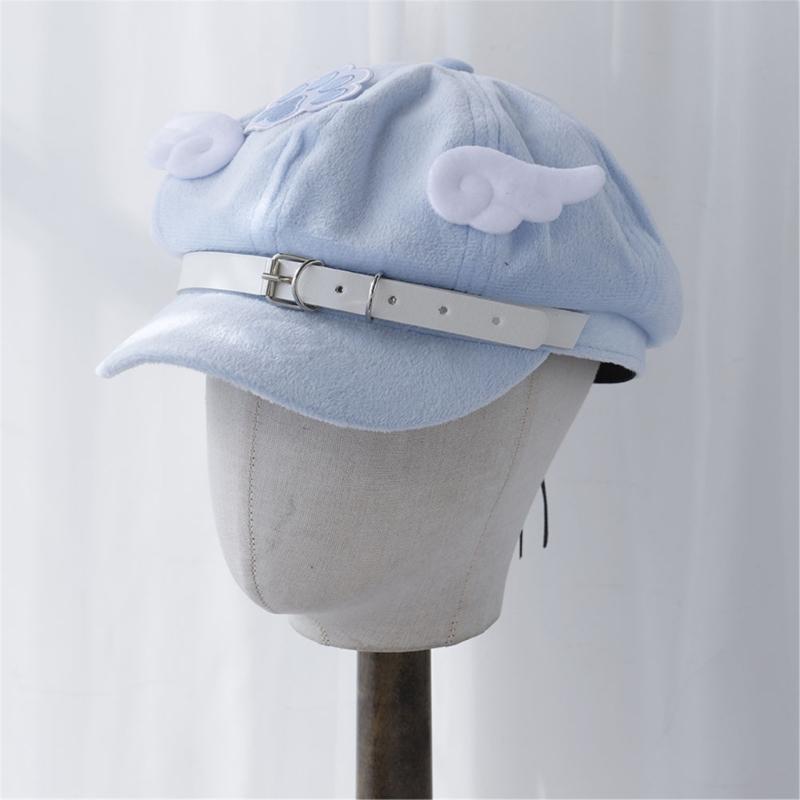Trendy Wing Embellished Beret Hat Unique Wing Beret Hat Large Border Hat for Casual Outings or Art Exhibitions
