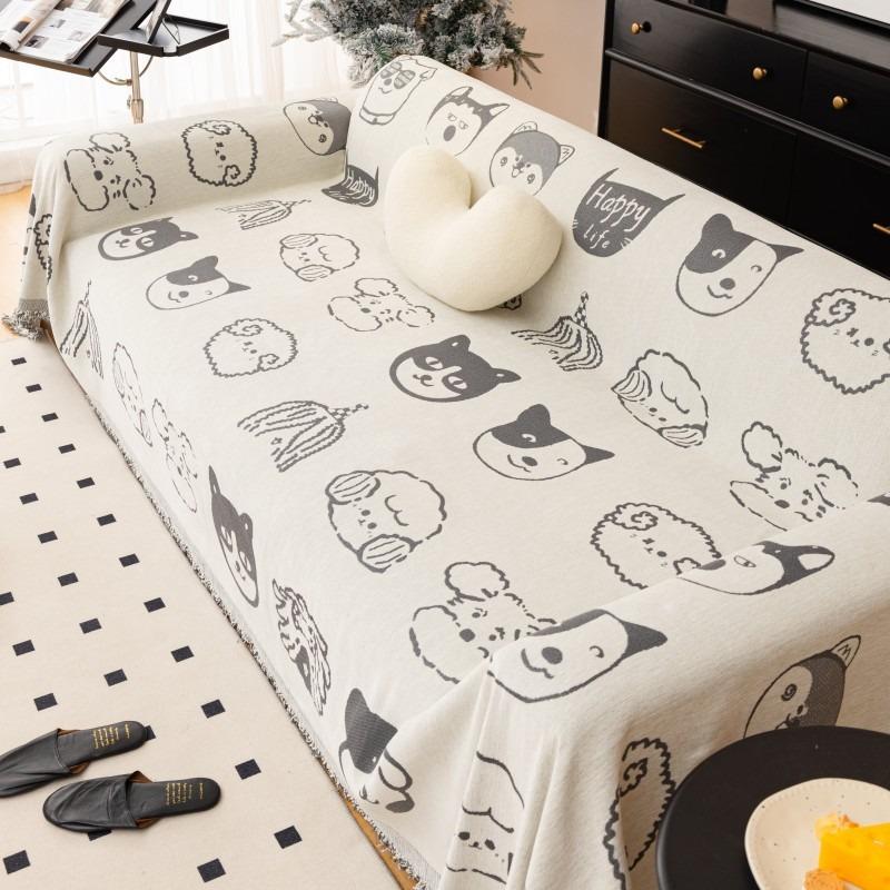 Cartoon Cartoon Dog Chenille Sofa Cover Cloth Four Seasons Universal Non-Slip Anti-Cat Scratch Blanket Full Cover Sofa Cover