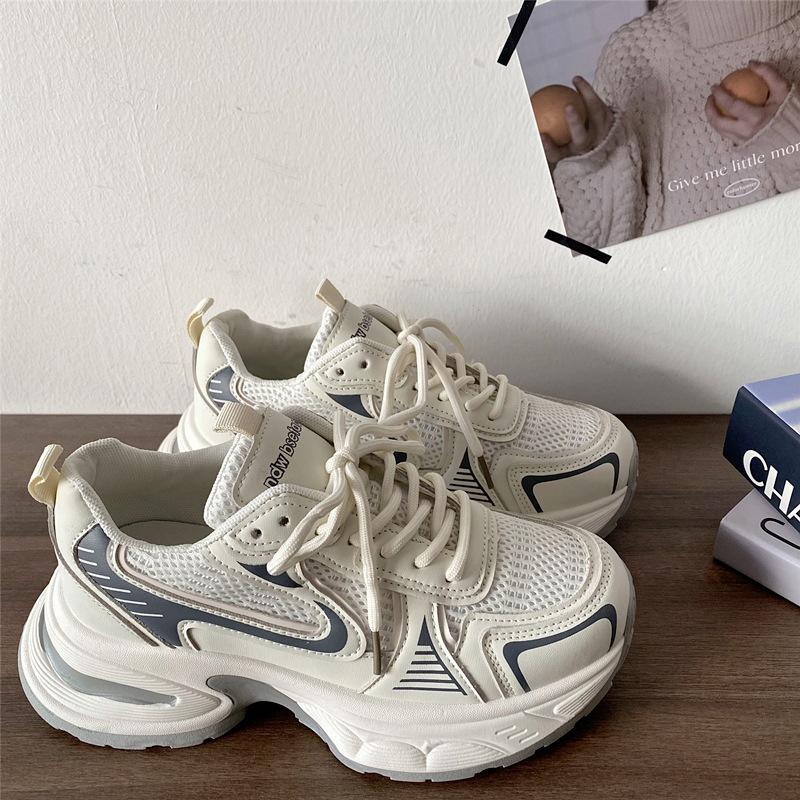 2025 summer new thick-soled dad shoes women's explosive breathable mesh hollow mesh sports versatile casual running shoes