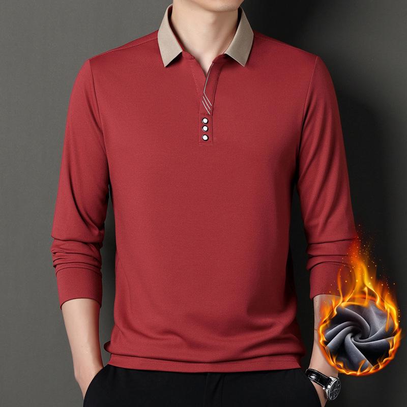 Long Sleeve T-Shirt Men s Fashion Lapel Collar Top Casual Versatile Polo T M