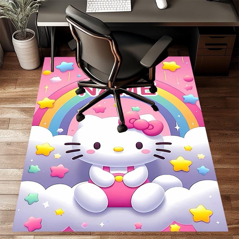 Custom HelloKitty Mat Personalized Name, Polyester Washable Indoor Entryway Rug, Gift for Christmas, Easter, Thanksgiving Day