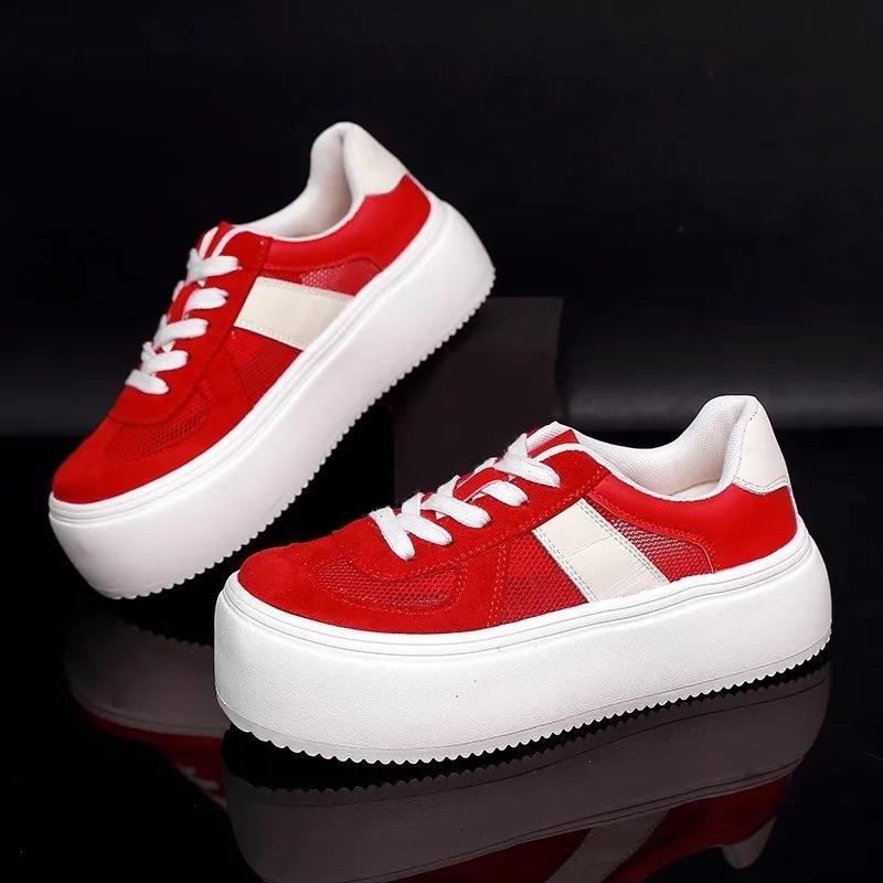 Fashion Casual Chic Platform Breathable Sneakers Lace-up Comfortable Anti Slip Thick Bottom Womens Running Shoes
