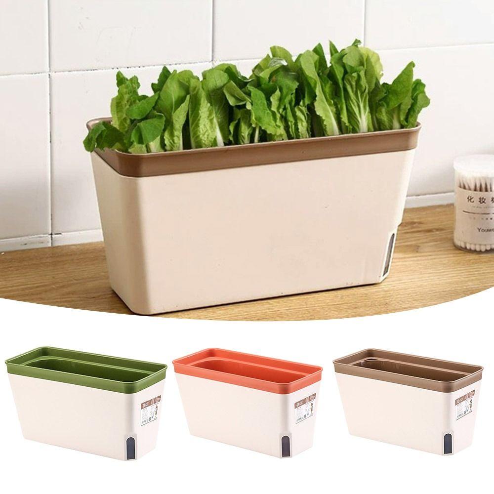 Double Layer Flower Pot Rectangular Self Watering Plant Pot Modern Stylish Hydroponics Planter