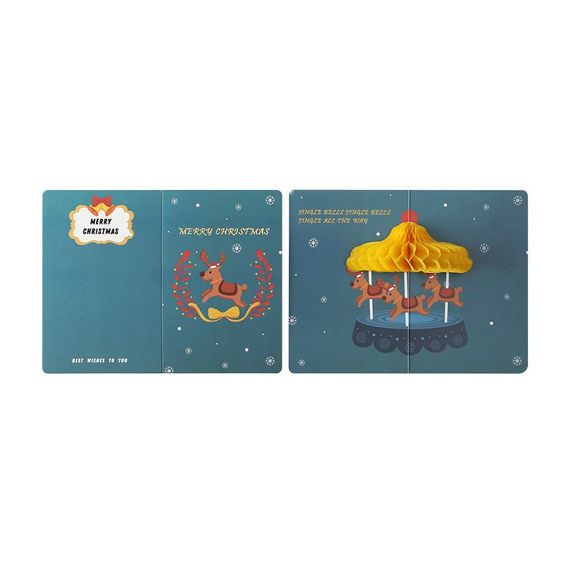 Entzückende 3D-Cartoon-Weihnachts-Waben-Grußkarte - Festliche Szenendekoration & Geschenkbotschaftskarte