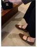 Sheepskin version~ French leather shoes leopard print Mary Jane shoes women's single shoes rhinestone shallow mouth ballet flat shoes ladyshoes