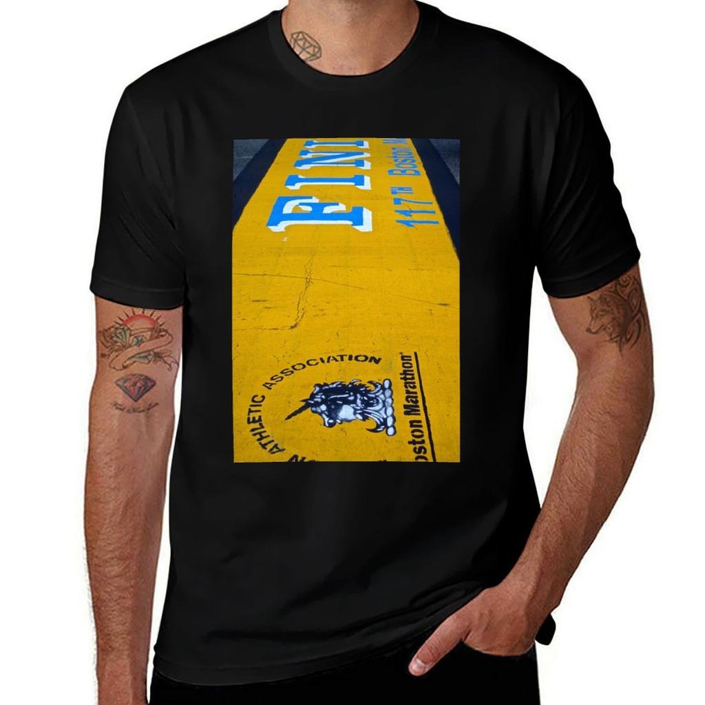 Boston Marathon TShirt Minimalist Plain Crew Neck TShirt