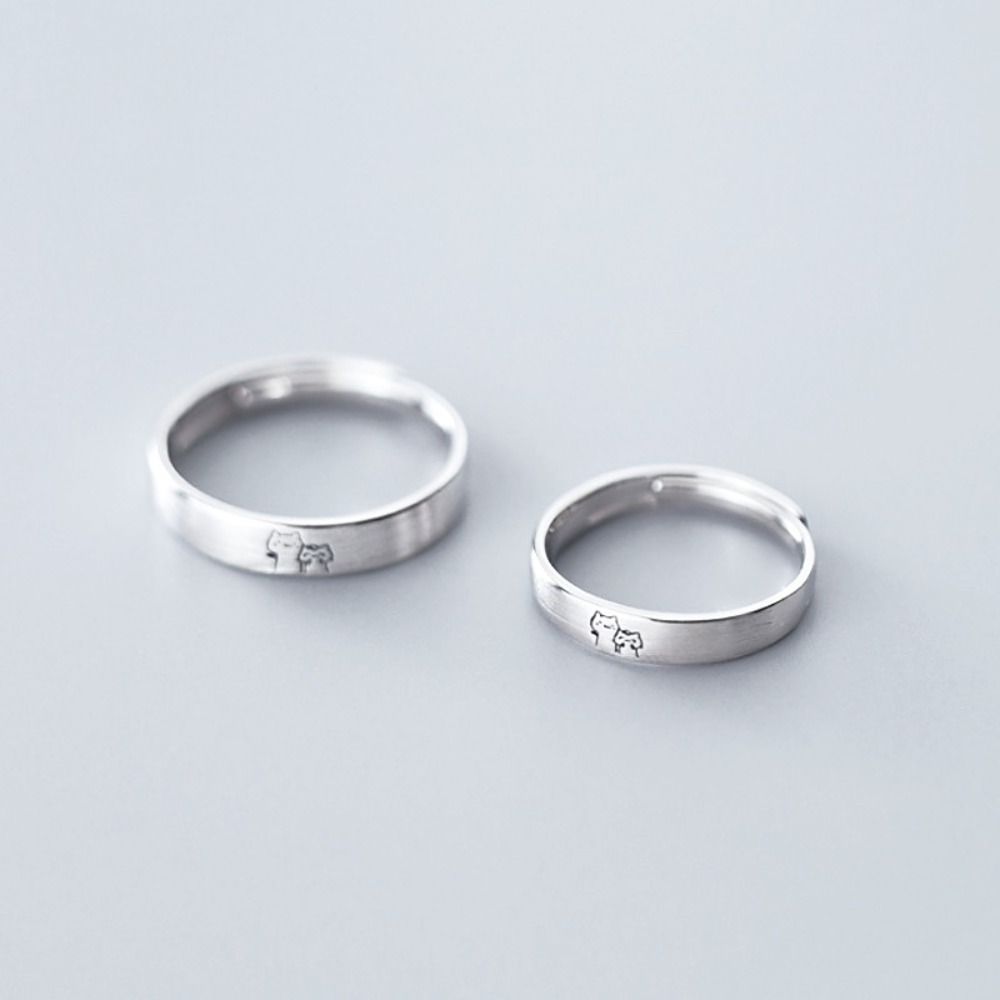 Trendy Wedding Fashion Kitten Kroean Ring Couple Open Rings Cat Finger Ring Romantic Silver Jewlery