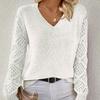 Maglioni casual da donna primaverili e autunnali, maglioni in maglia con scollo a V tinta unita, pullover in maglia