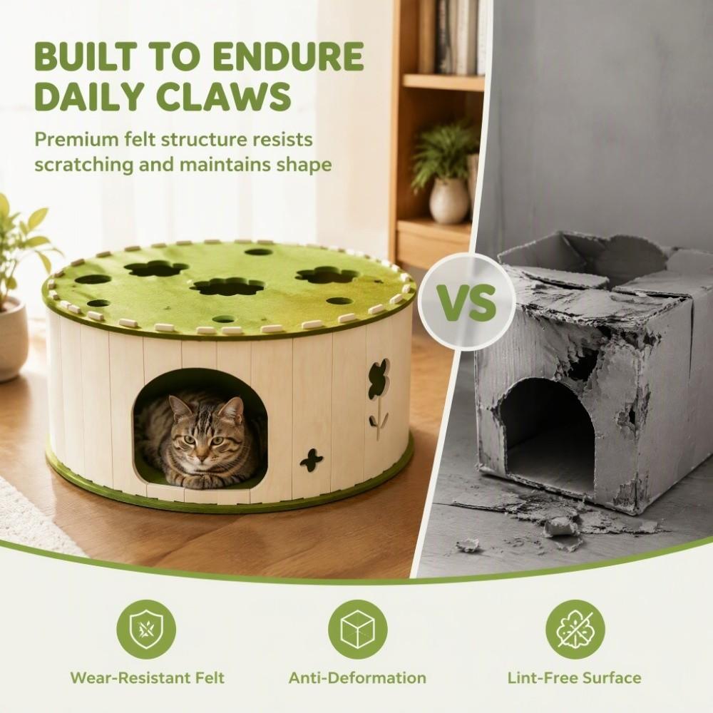 Semi Closed Cat Tunnel Bed Detachable Donut Cat Nest Pet Cave Felt Cat Tunnel All Season