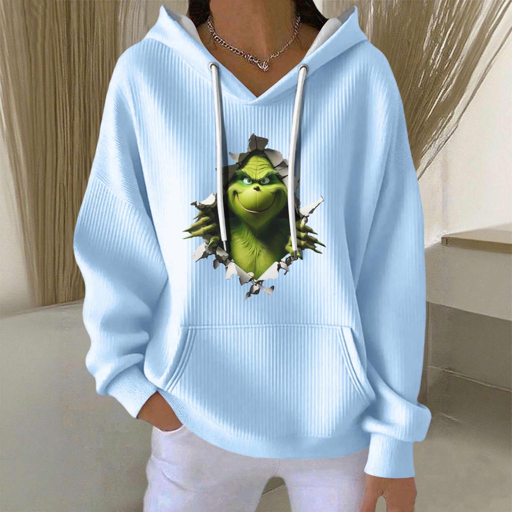 Women's Fashion Casual Christmas Angel Print Pullover Long-Sleeve Sweatshirt