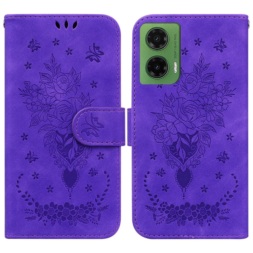 Etui dla Motorola Moto G35 5G PU Skórzany Portfel Pokrowiec na Telefon Wzór Motyla i Kwiatów