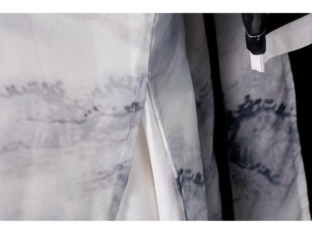 Men's Chinese Style Cotton Linen Long Spring Shirt - National Performance Stage Robe