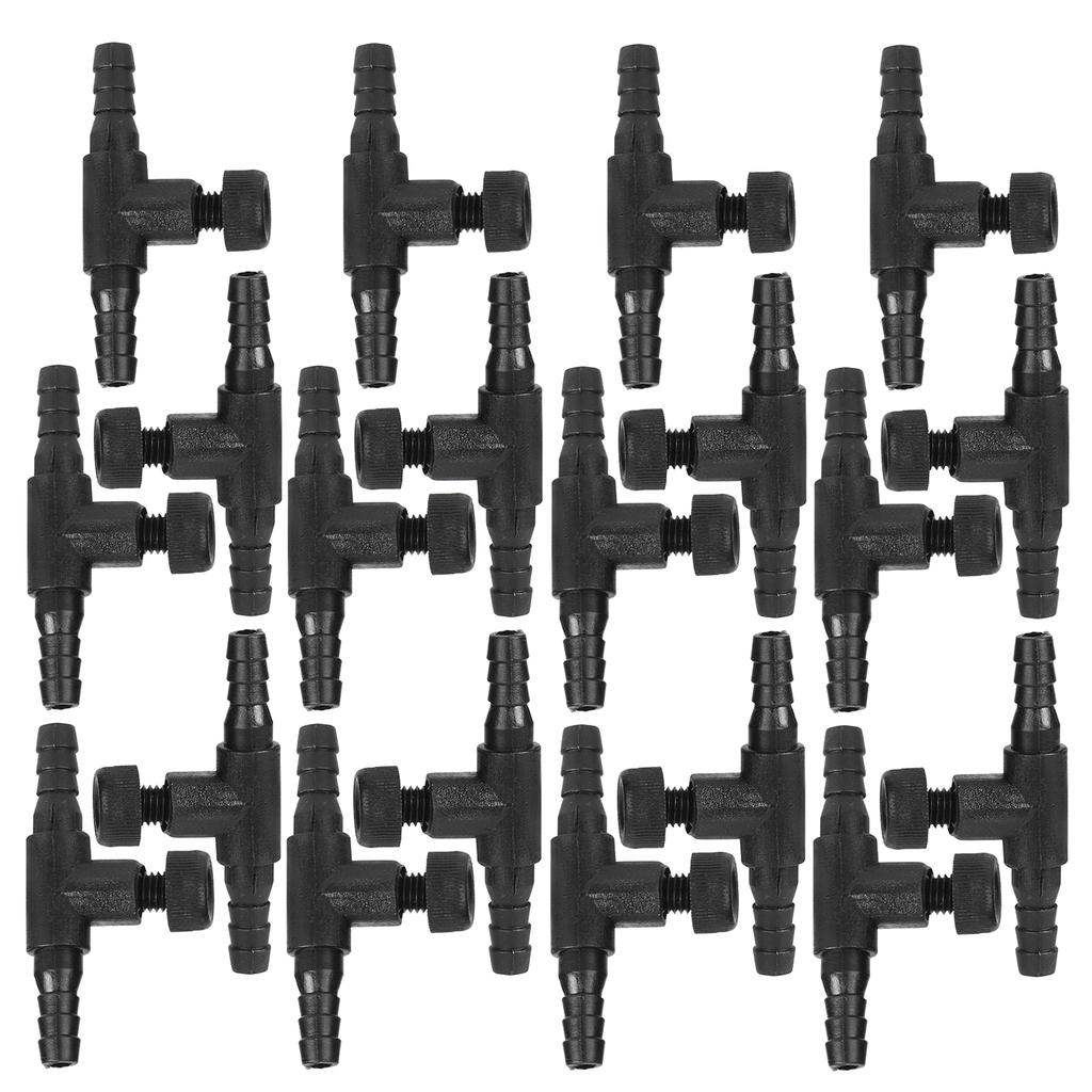 20PCS Black ABS Aquarium Tee Connector 3 Way Tubing Volume Air Flow Control Valve Fish Tank Oxygen Pump Accessories