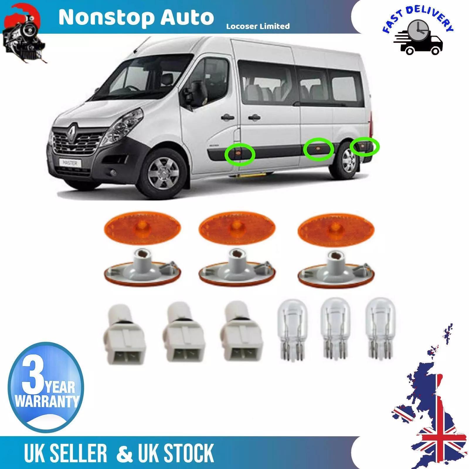 

3x For Renault Master Side Marker Lamp Light Lens Bulb Holder Bulb 261b00001R LED Side Marker Turn Signal Light Car Accessories