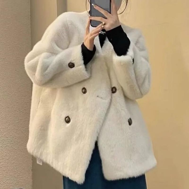 

Зимний легкий топ норковая короткая куртка воротник норковый плюшевый мех плюшевое пальто женское S