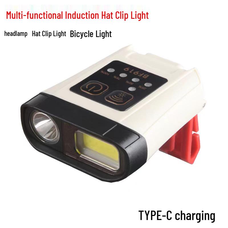 Multifunctional Induction Headlamp: Strong Long-Throw Clip-On Light for Night Fishing, Outdoor Adventures, and Cycling.