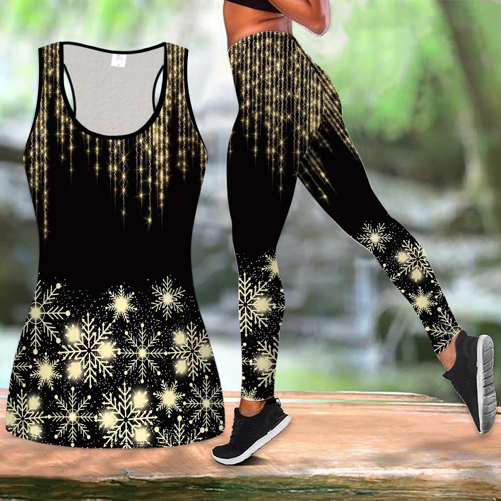 Weihnachts-Festival-Print Yoga-Outfit für Damen Mode Workout Leggings Fitness Sport Freizeit Yoga-Set Sportanzug