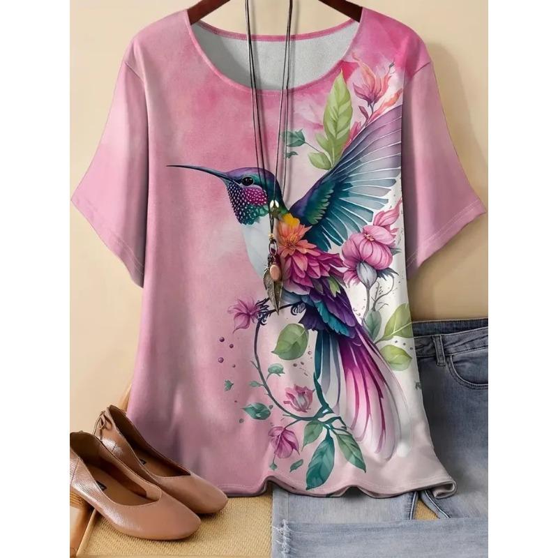 3D Printed Fashion Women s T-shirt Summer Breathable Casual Versatile Trend XS