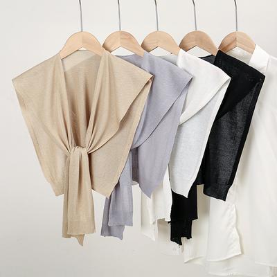 Koreanischer Strickschal Einfarbig Damenbluse Schultern Falscher Kragen Cape Gestrickter Schal Einfarbig Nackenschutz Schal für Frauen