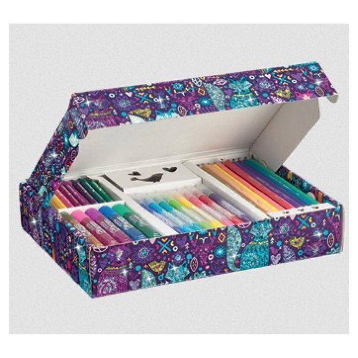 Kit de coloriage - maped - scintillant - 8 feutres à paillettes - 10 crayons de couleur - 5 tubes de gel