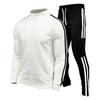 Outono inverno agasalho masculino zip up branco preto azul 2 peças conjuntos de roupas dos homens terno velo esporte moletom com capuz conjuntos de duas peças