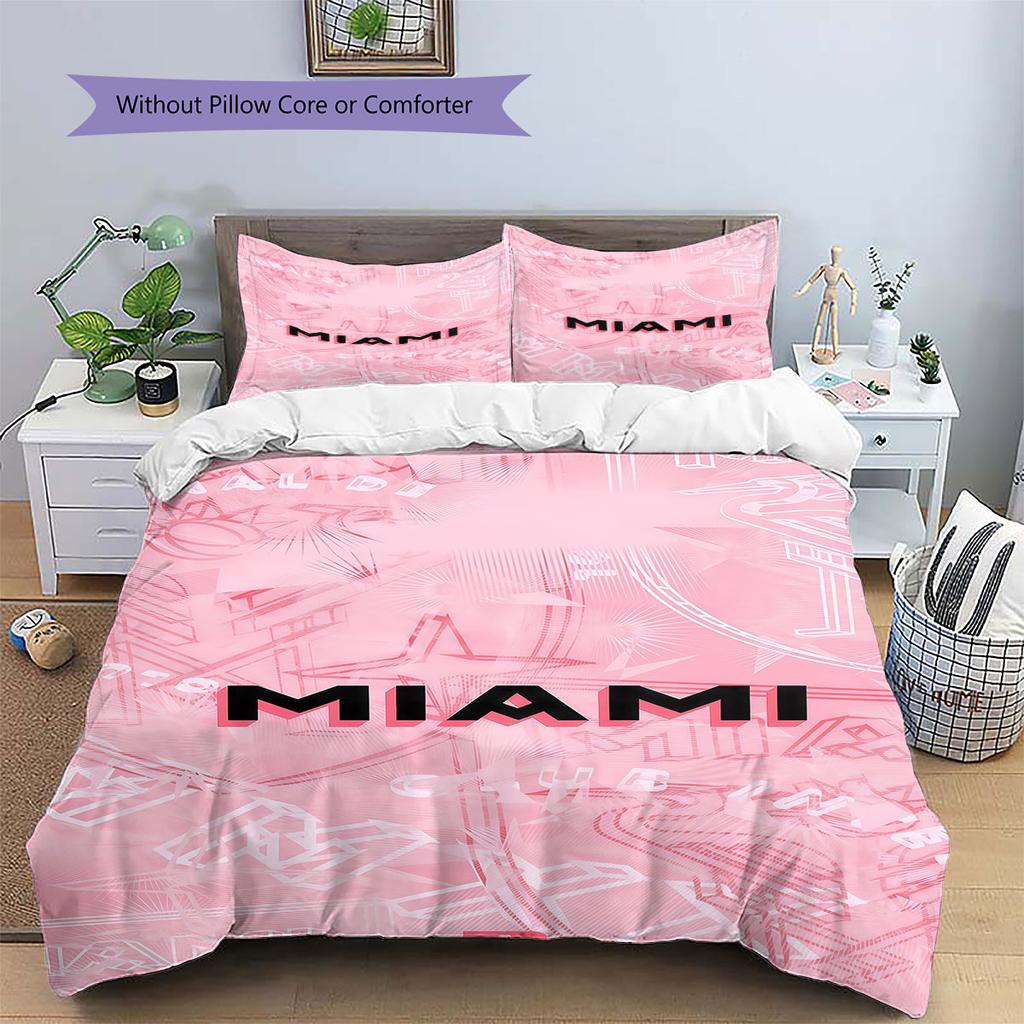 Inter Miami CF Pattern Bedding,Quilt Set Quilt Cover Pillowcase Home Birthday Gift(1 * duvet cover + 2 * pillowcase, without core)