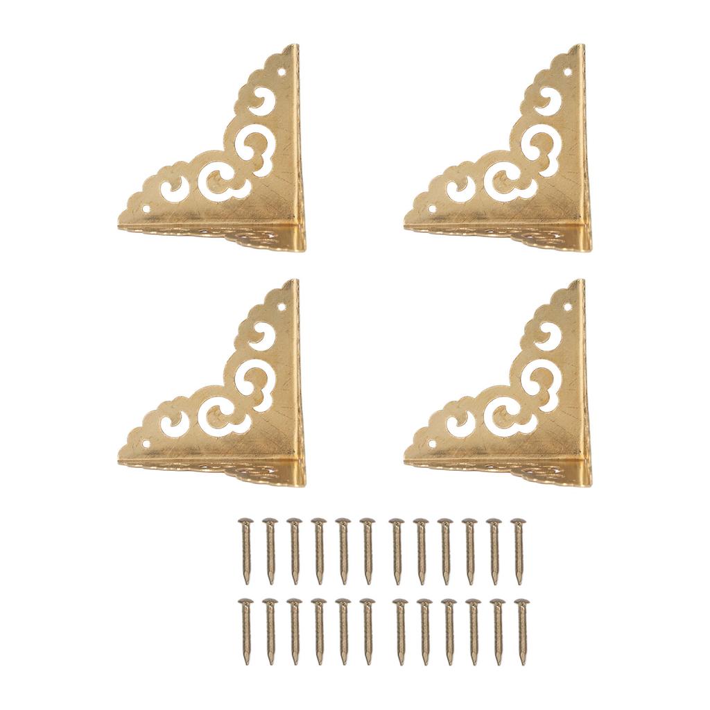 4pcs Brass Jewelry Box Corners Retro Cloud Totem 5cm Side Length High Strength Box Corner