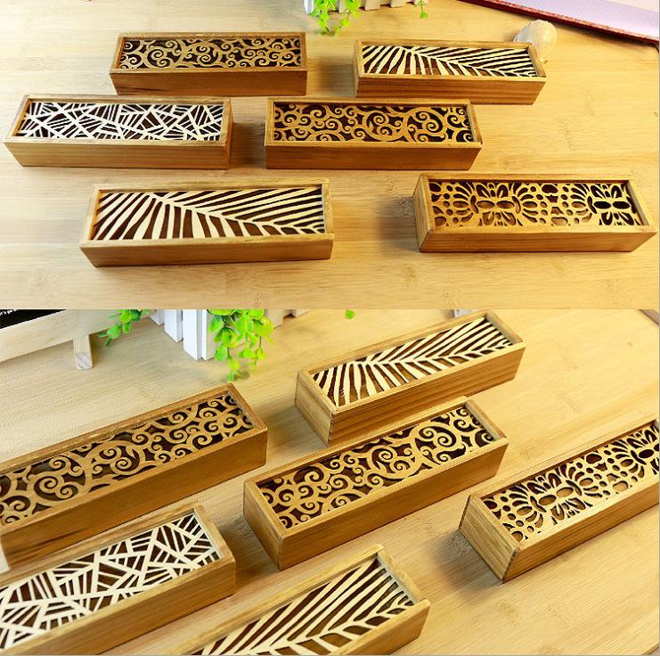 Korean Creative Wooden Pencil Case: Retro Lace Design, Cute Student Stationery Box, 4 Models Available