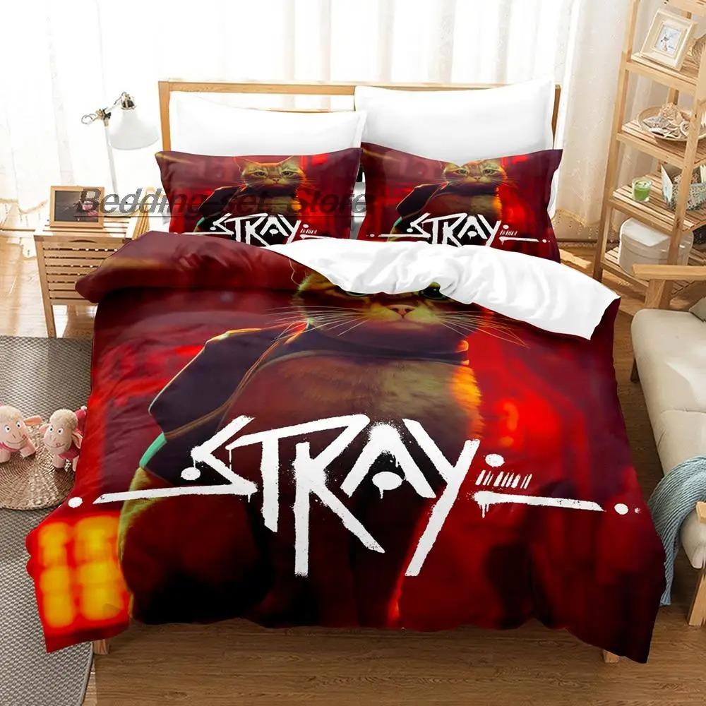New Stray Game Cat Momo Bedding Set Single Twin Full Queen King Size Kawaii Bed Duvet Cover Sets for Adult Kids