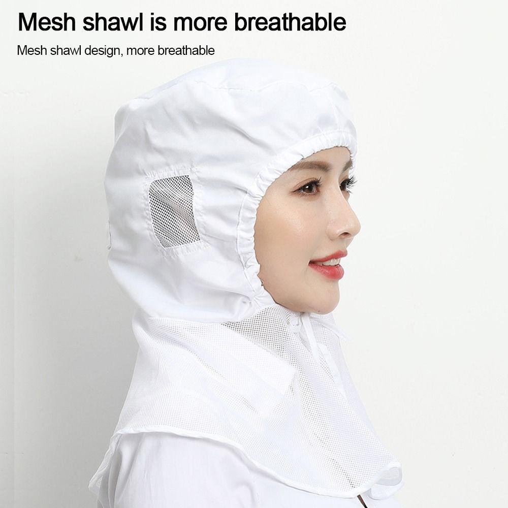 New Neck Protector Dust-free Shawl Hat Anti-static Protective Breathable Dust Proof Cap Solid Color Work Hat Food Factory