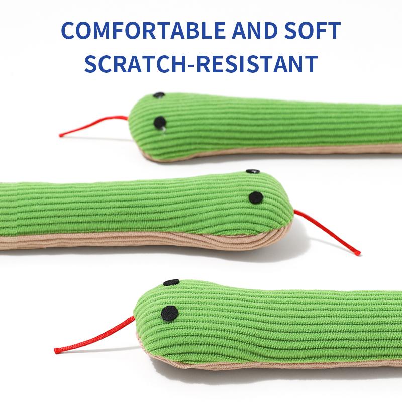 Cat Catnip Toy Small Green Snake Simulation Tease Cat Toy Crepe Paper Sound Interactive Cat Chew Toys Gift