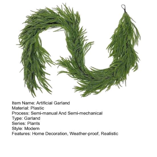 180/270CM Artificial Norfolk Pine Garland Faux Christmas Pine Needle Rattan Mantle Fireplace Porch Indoor Outdoor Hanging Decoration