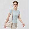 Women's Seamless Nude-Fit Short Sleeve Yoga Top - Quick-Dry, Sweat-Wicking, Shaping Tight Fit