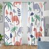 2pc Cartoon dinosaur print window decoration   polyester fabric machine washable   suitable for bedroom and living room decoration