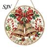 Festive Indoor Winter Ornament Christmas Faux Diamond Art Kit, Santa Angel Sun Catcher DIY Acrylic Sparkling Holiday Home Decor Round