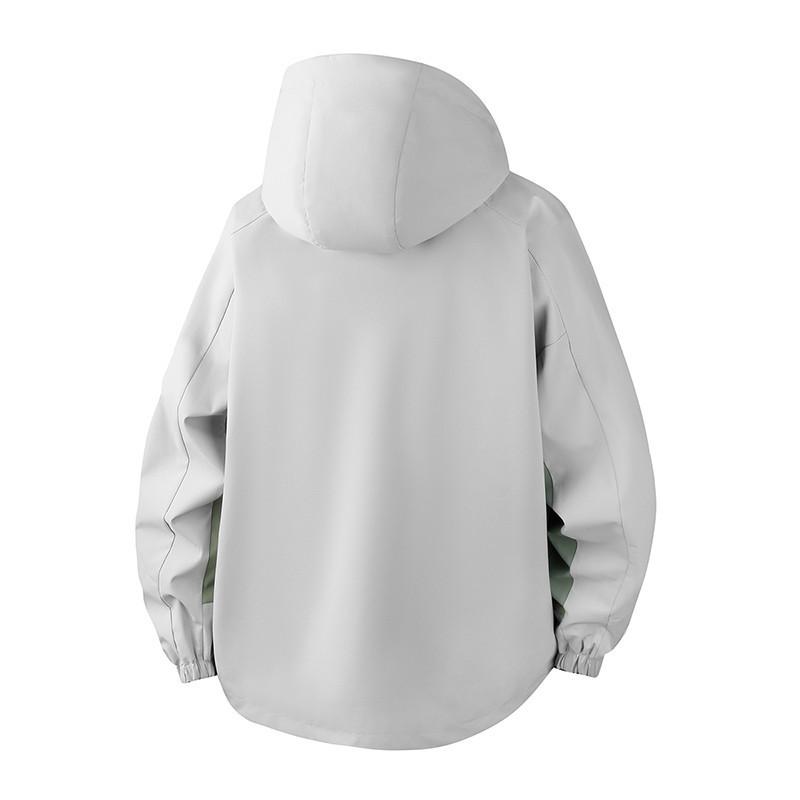 Hooded Color-blocked Jacket Men's Zipper Decoration Spring Clothes New Men's Slim Youth Outdoor Casual Jacket Jacket