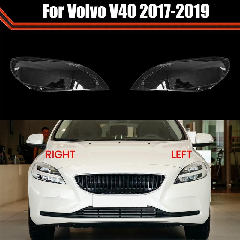 For Volvo V40 2017-2019 Transparent Lampshade Head Light Lamp Cover Glasses Lamp Shade Headlight Shell Cover Lens Left Parts Transparent Left