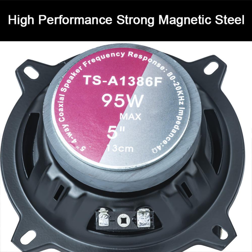 2x95W 5 Inch Total 4-Way HiFi Coaxial Speaker With Dust Cover And Audio Cable Car Door Auto Audio Music Stereo Full Range