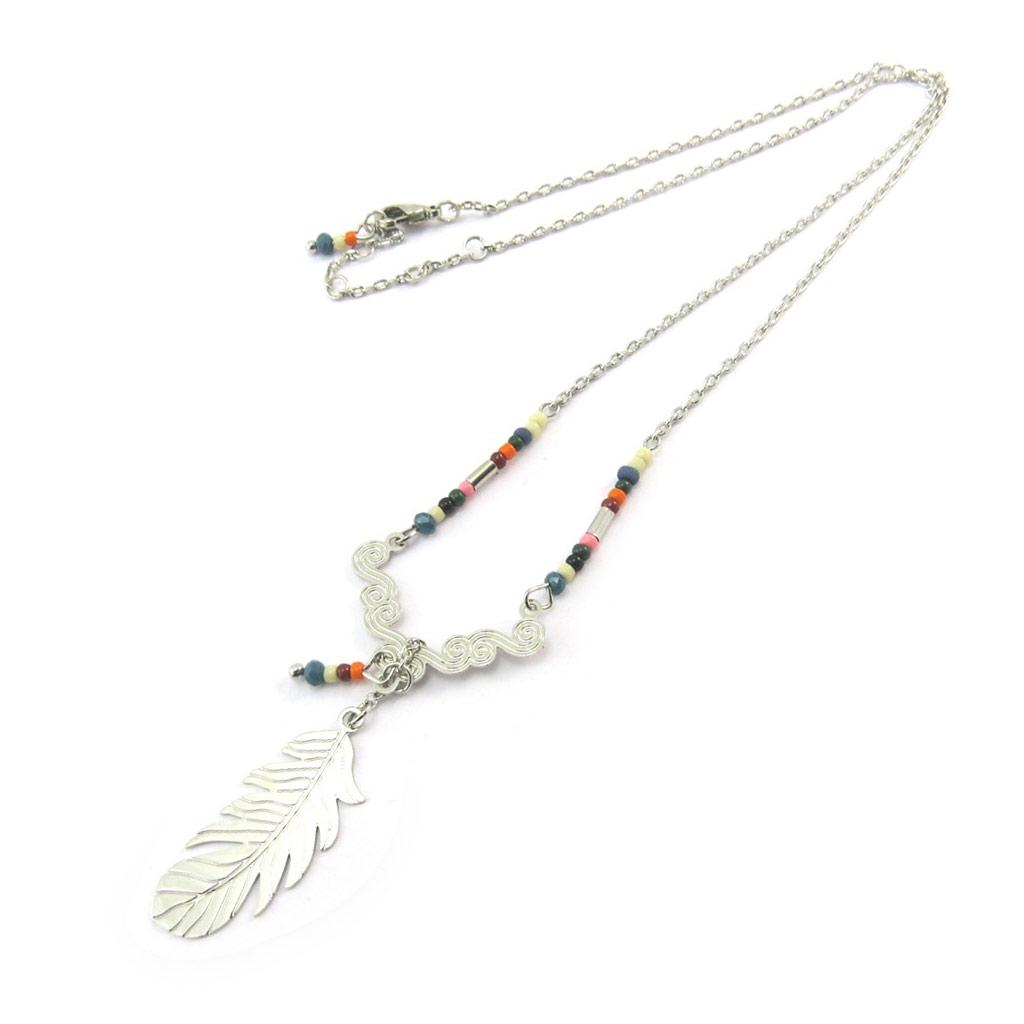 Les Trésors De Lily [P3372] - Multicolored Silver 'Navajos' Designer Necklace