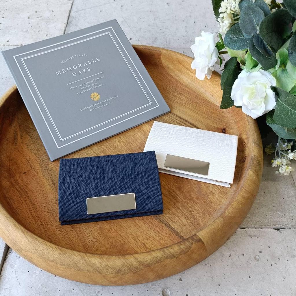 [mauve] Silver-plated Business Card HolderCard Case  Magnetic Closure, Slim, Lightweight, Stylish, Men's, Women's, Perfect Gift (Brown)