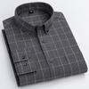 Nové pánské kostkované košile 100% bavlna broušená tkanina s dlouhým rukávem klasický kostkovaný design pruhovaný business ležérní s kapsou regulární střih