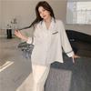 Spring 11 New Women's Long-sleeved Trousers Cardigan Pajamas Cover Homewear Ice Silk Solid Color Simple Live Broadcast