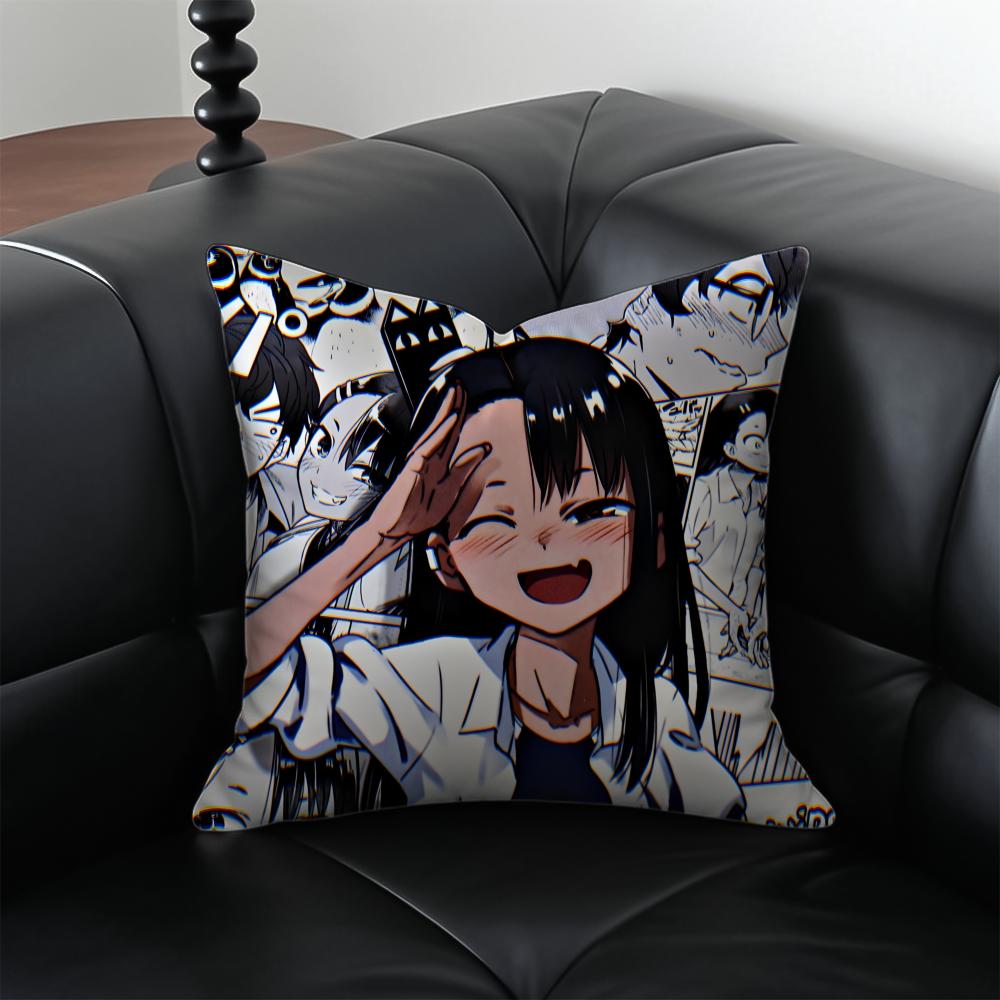 anime comedy NNagatoro SSan Cushion Cover Pillow Case Antidustmite Invisible zipper silky plush cushion