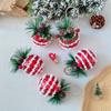 6pcs with Berry Leaves Christmas Wrapped Cloth Ball Red Green Plaid Cloth Pendants  New Year