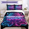 3PC Custom Name Neon Gamer Vibes Bedding Set Printed  Bedding Set Duvet Cover Closure Includes 1 Duvet Cover & 50 Pillowcases for Bedroom