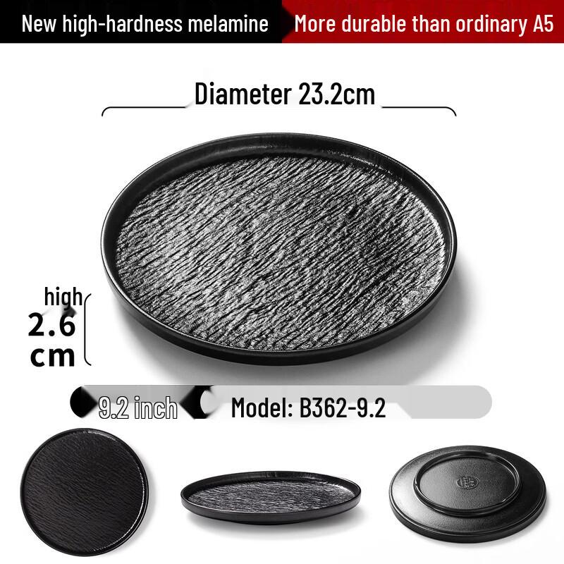 Черная каменная меламиновая западная тарелка для стейка