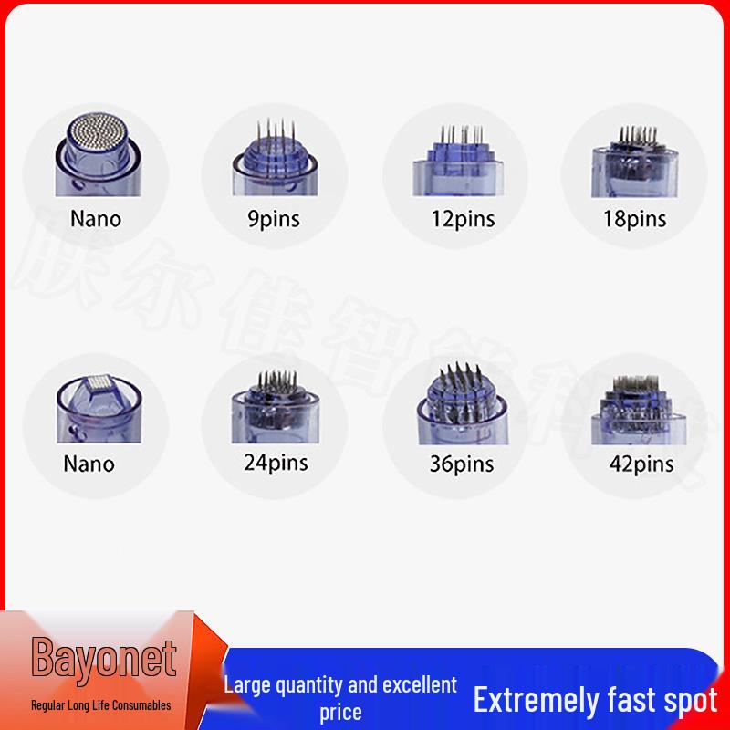 Drpen Electric Microneedle 12-Pin Nano Beauty Head - Blue Crystal Hydro Light Device