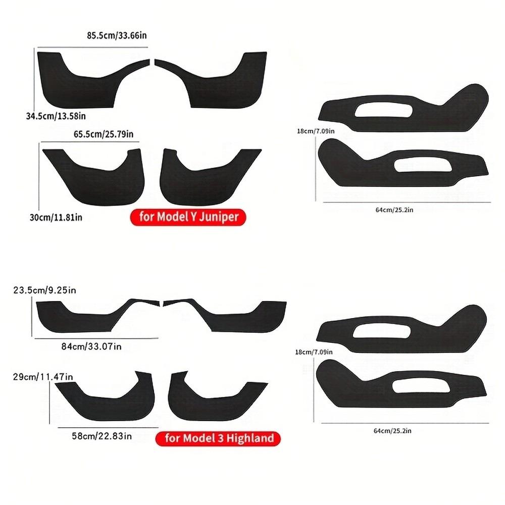 For Tesla Model Y 3 Center Console Protection Pad Door Anti Kick Seat Side Door Sill Suede Interior Accessories